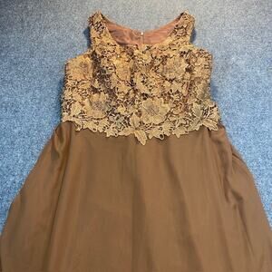 NEW Benzde Formal Brown Lace Chiffon Dress 20 Mother of Bride Floor Length Gown